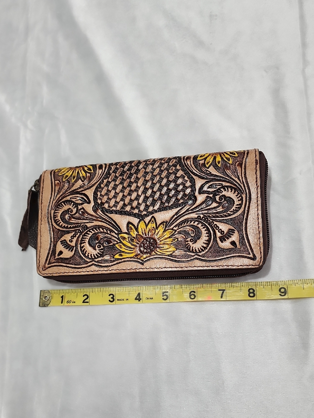 Merbaa Bag Slim Wallet Sunflower Design Clutch Card Pocket Leather Wallet